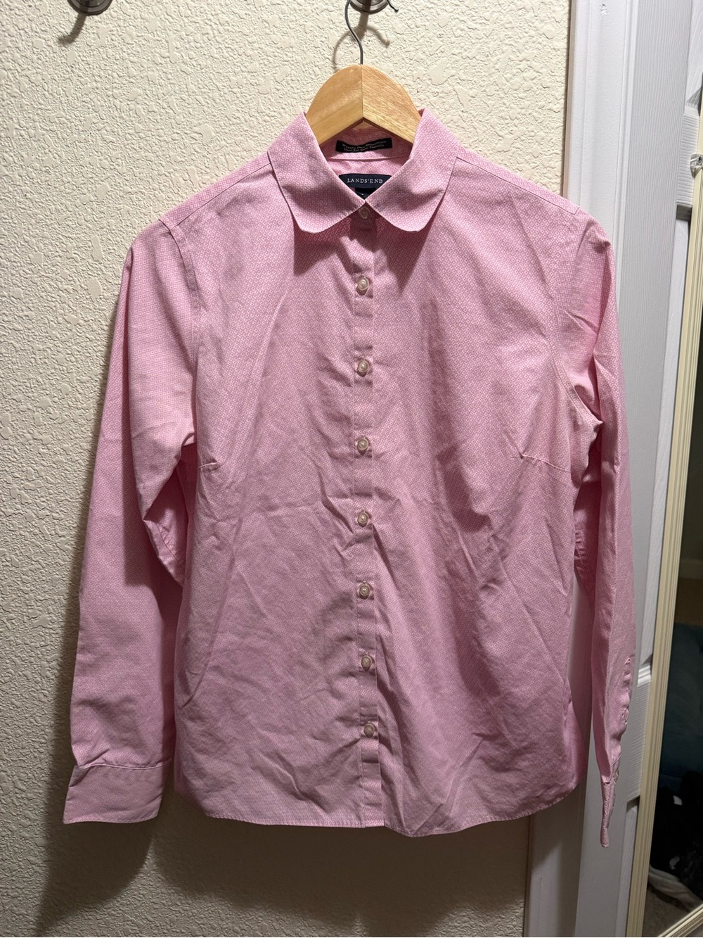 Lands' End Pink Button-Down Broadcloth Shirt